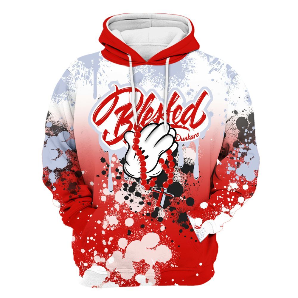 Hoodie To Match Fire Red 6s - God Blessed Ink Drip All Over Print