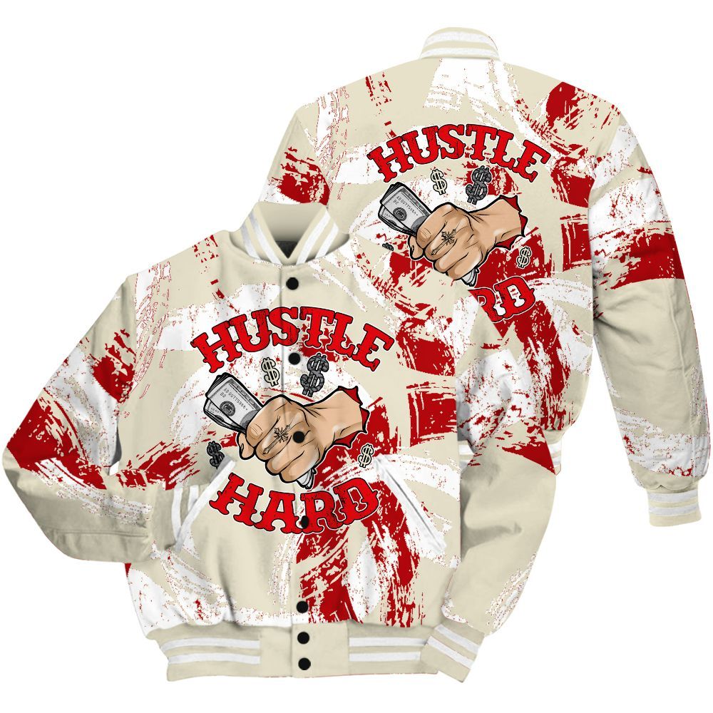 Varsity Jacket To Match Cement Grey 3s Shirt - Hustles Hard! Splash All Over Print