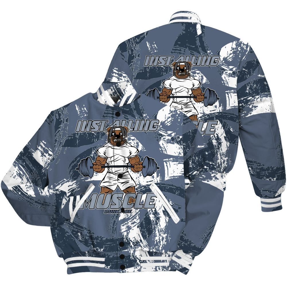 Varsity Jacket To Match Low Diffused Blue 11s Shirt - Installing Muscle Bear Circle Slpash All Over Print