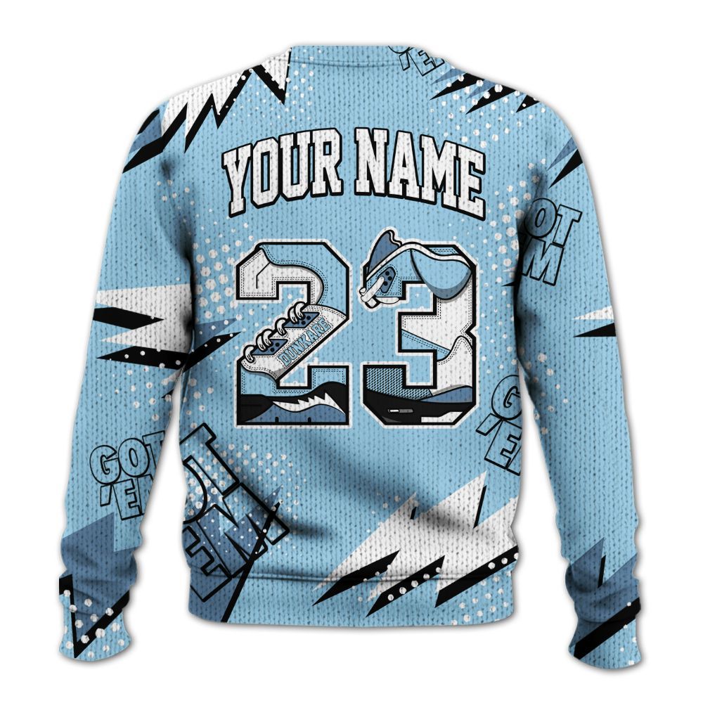 Knitted Sweater To Match Legend Blue 11s - Custom Name Number 23 5s