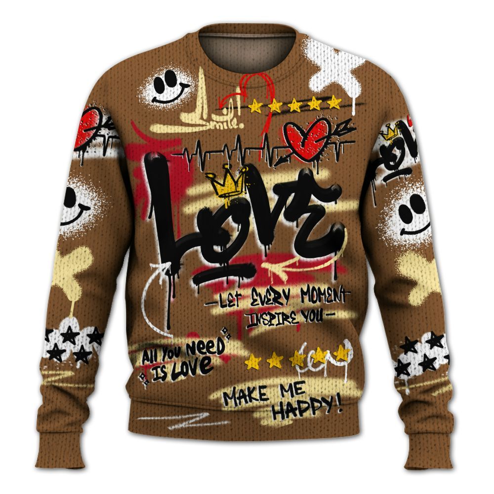 Knitted Sweater To Match Air Max 90 Escape - Happy Love Beats Graffiti Streetwear