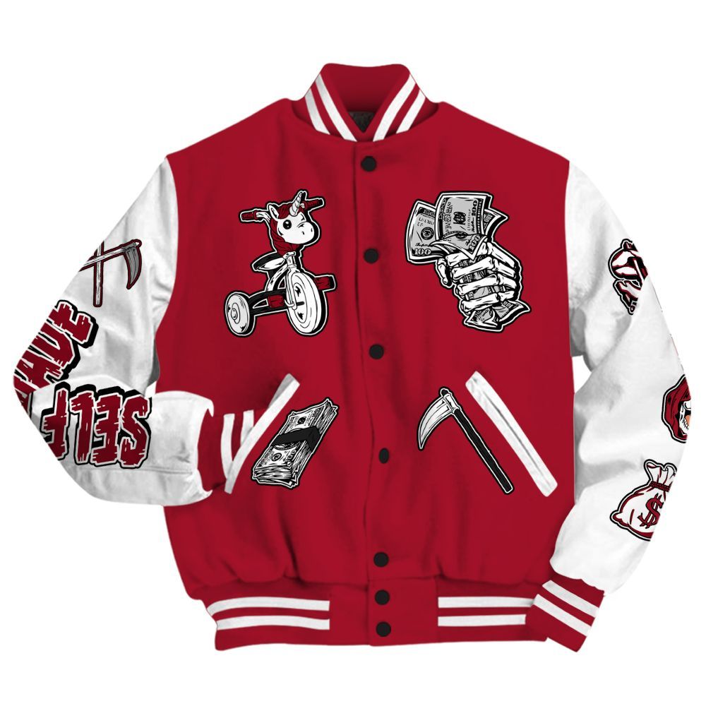 Varsity Jacket To Match High OG Black Toe Reimagined 1s - Self Make Skeleton All Over Print