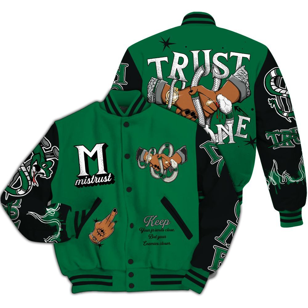 Varsity Jacket To Match Pine Green 3s - Trust No One Snake-Bite Street Style All Over Print