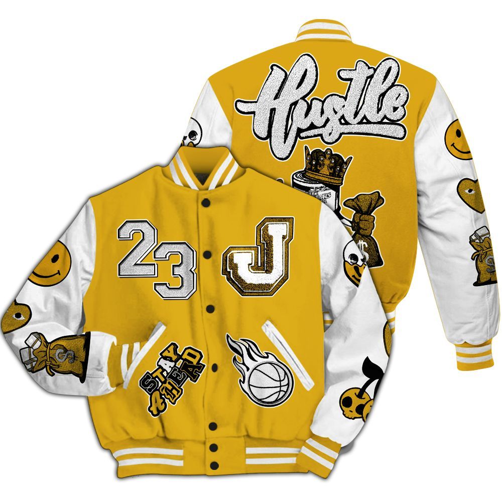 Varsity Jacket To Match Vivid Sulfur 4s - Hustles Money Number 23 All Over Print