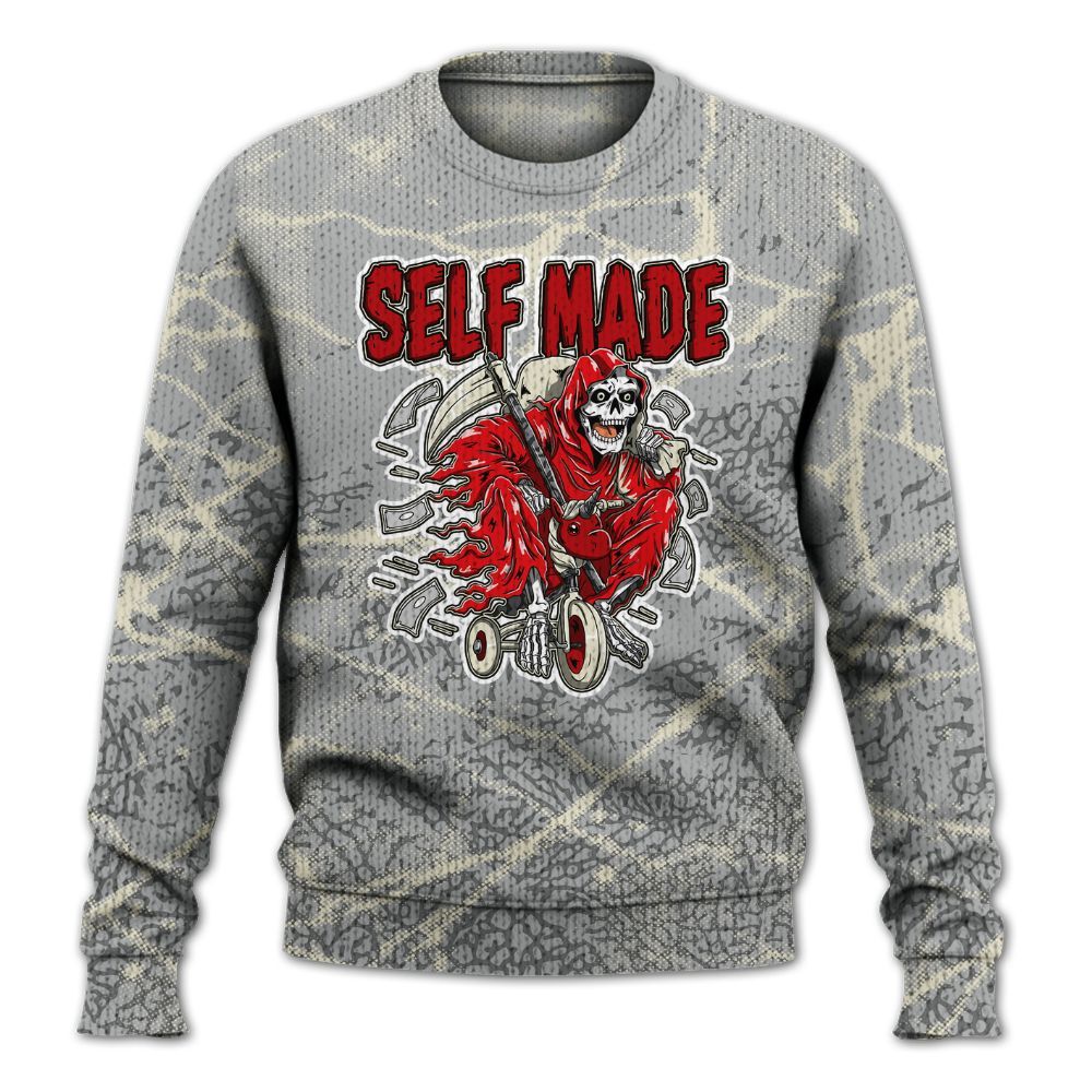 Knitted Sweater To Match Cement Grey 3s - Self Make Skeleton Profound