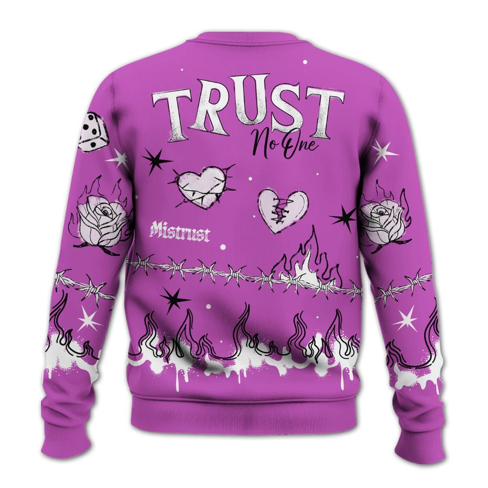 Sweatshirt To Match Hyper Violet 4s - Trust No One Snake-Bite Doodle Crayon All Over Print