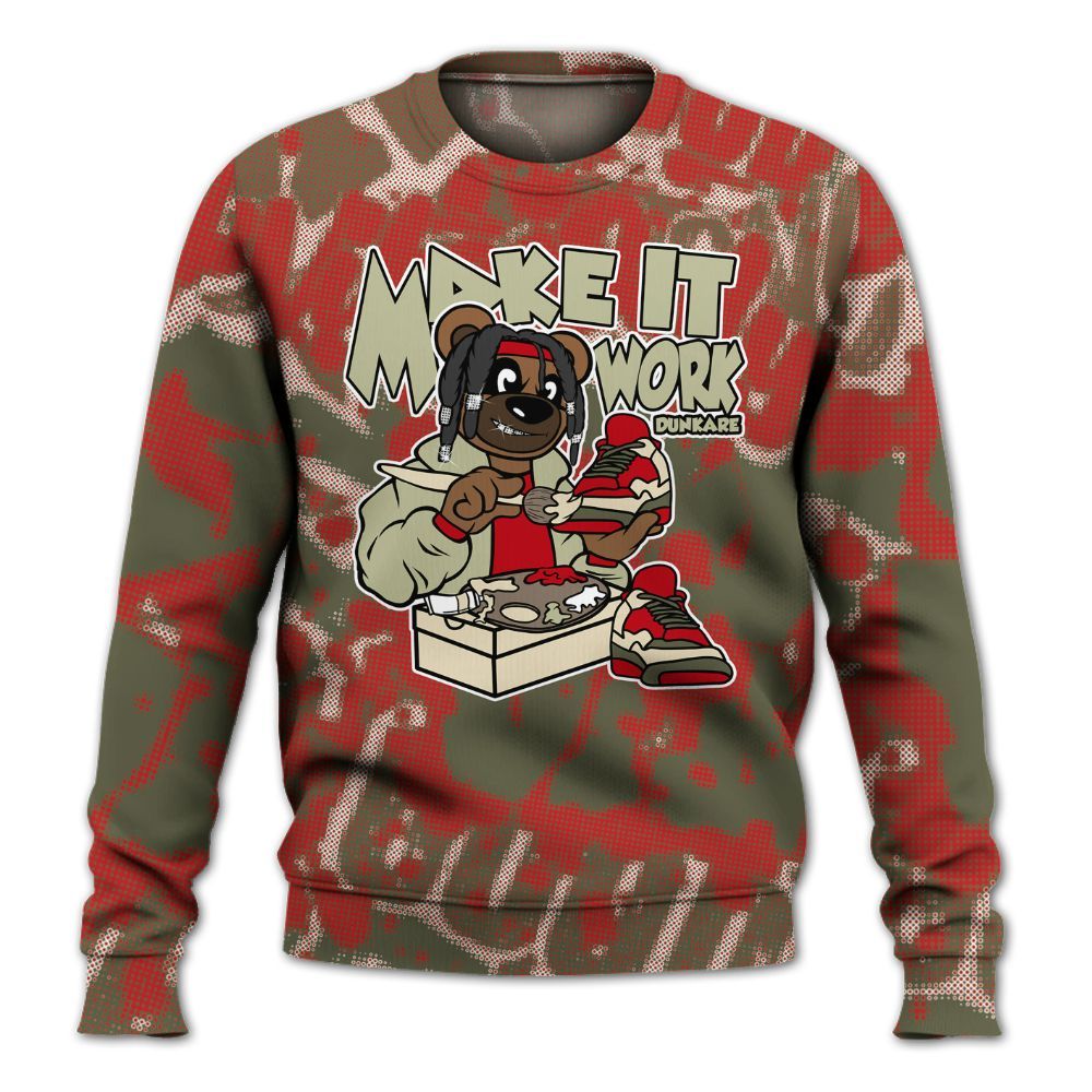 Sweatshirt To Match Low OG Medium Olive 1s - Pull It Off Bear Street All Over Print