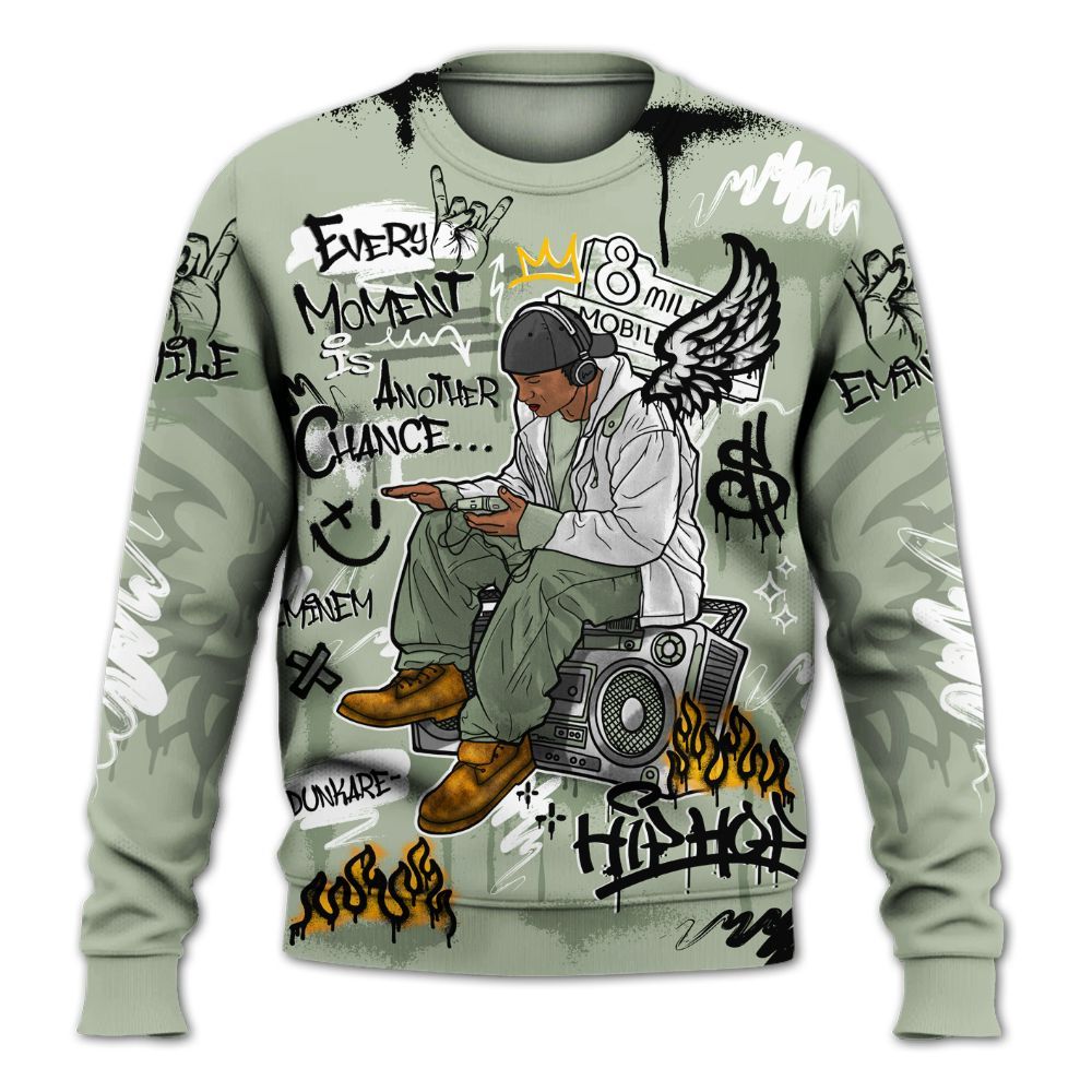 Sweatshirt To Match Seafoam Sail 4s - 8Mile Movie Graffiti All Over Print