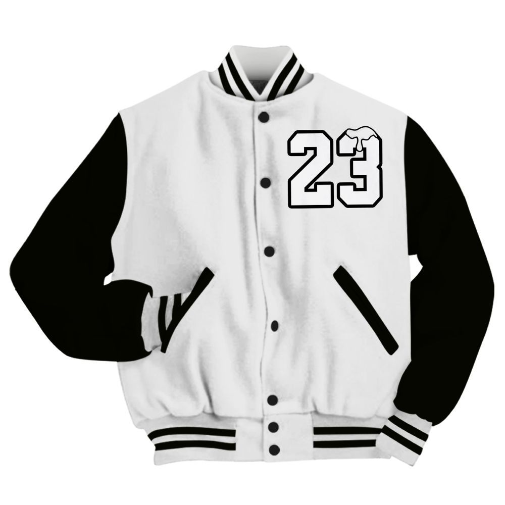 Varsity Jacket To Match Baroque Brown 12s - Custom Name Number 23 Drip All Over Print