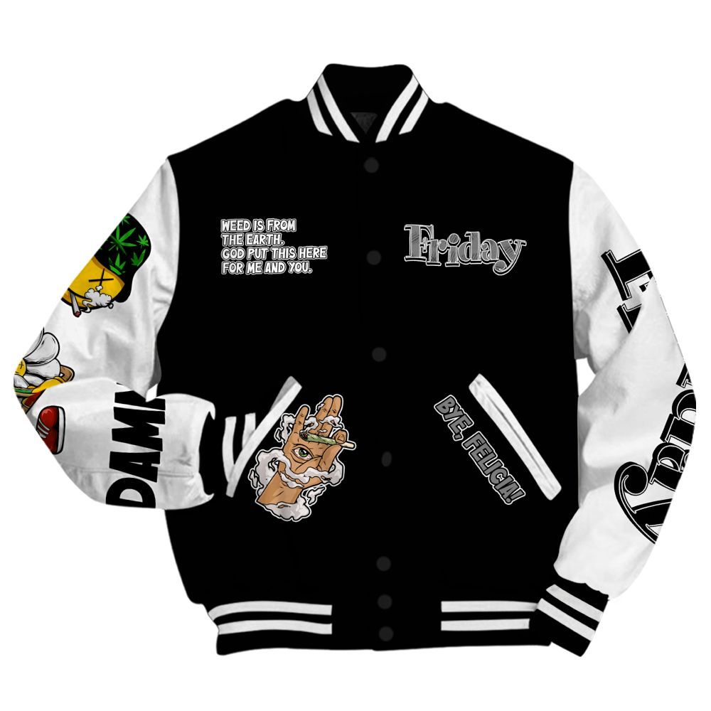 Varsity Jacket To Match Black Chrome 6s - Friday Sneaker Stress Style All Over Print