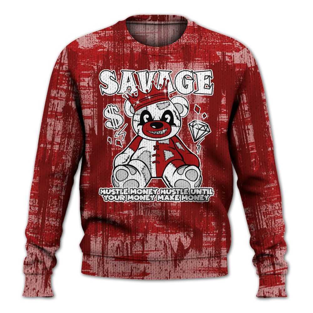 Knitted Sweater To Match Red Taxi 12s - Savages Bear Glitch Art