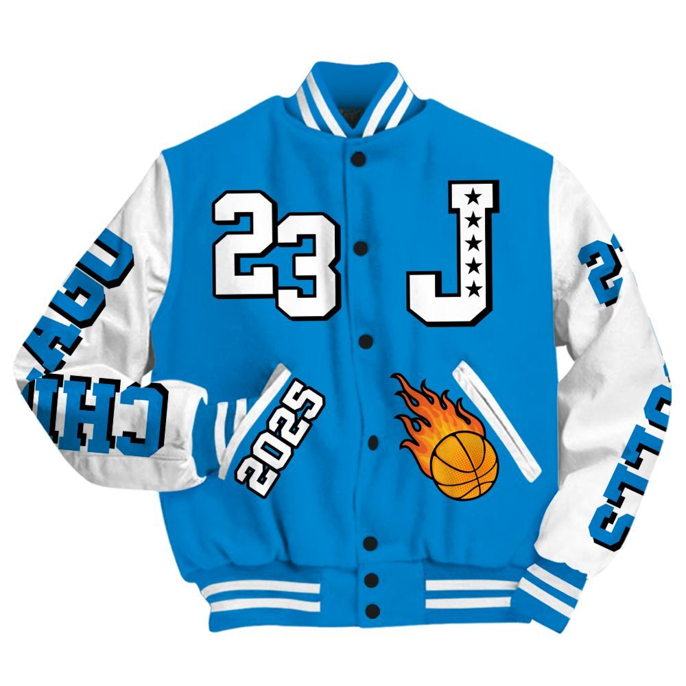 Varsity Jacket To Match Industrial Blue 4s - Chicago 23 Basketball All Over Print
