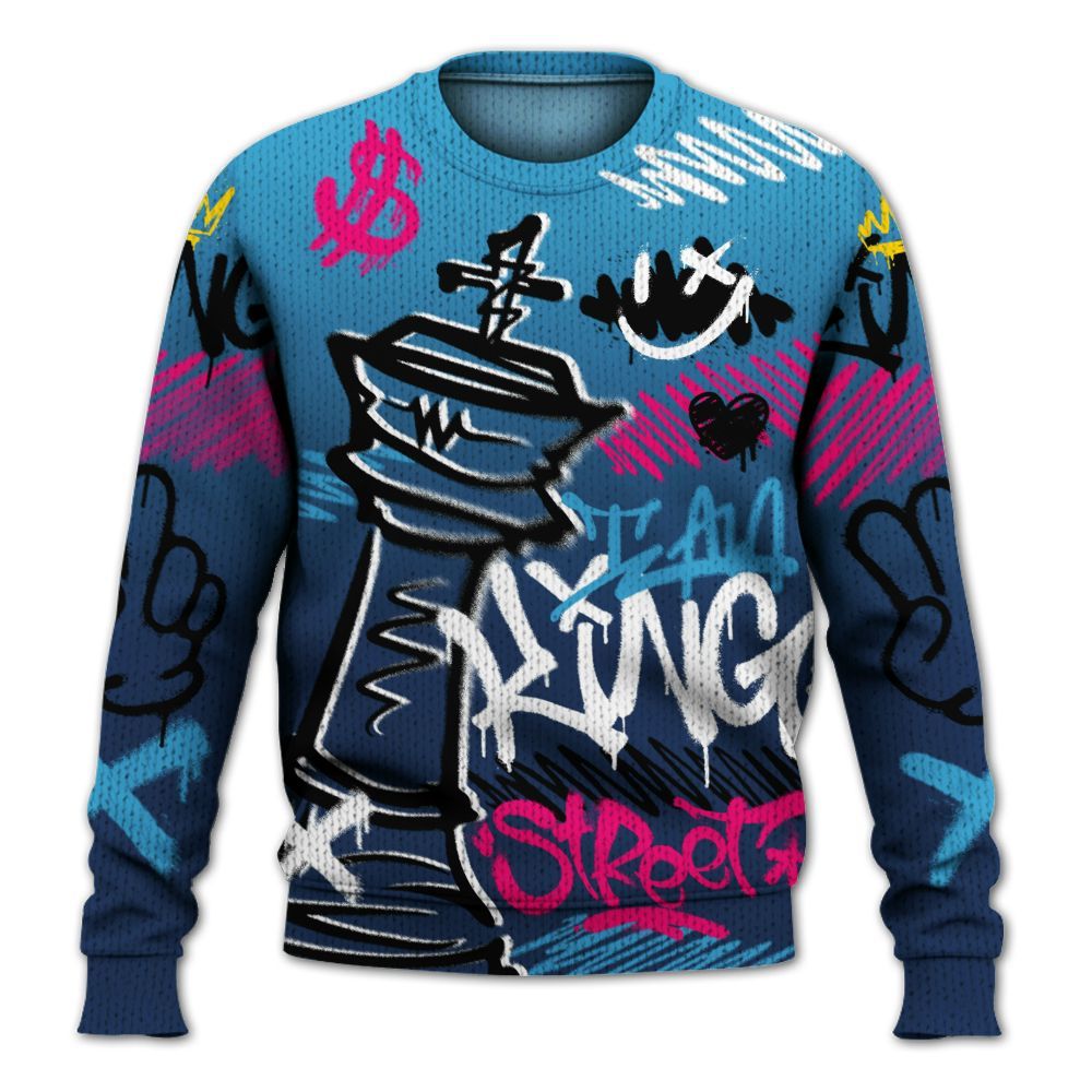 Knitted Sweater To Match Air Max 180 University Blue - Street King Chess Streetwear