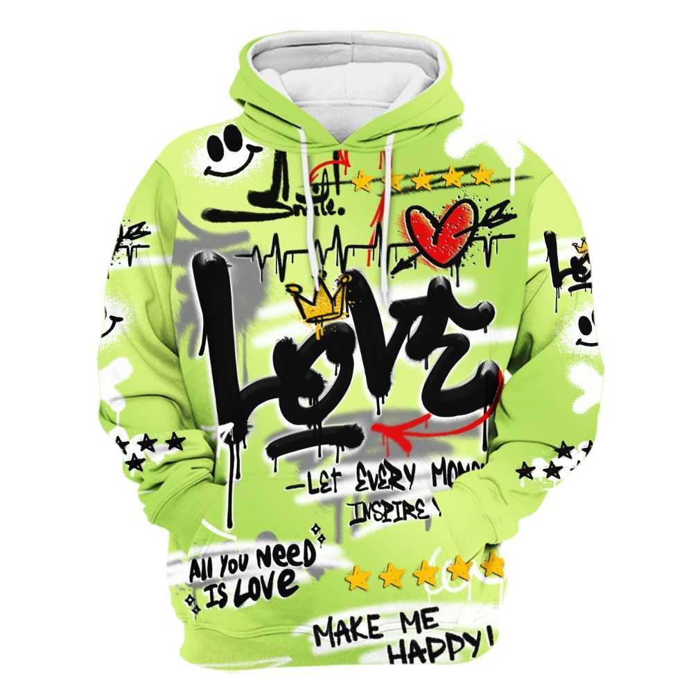 Hoodie To Match Air Max SNDR Volt - Happy Love Beats Graffiti Streetwear All Over Print