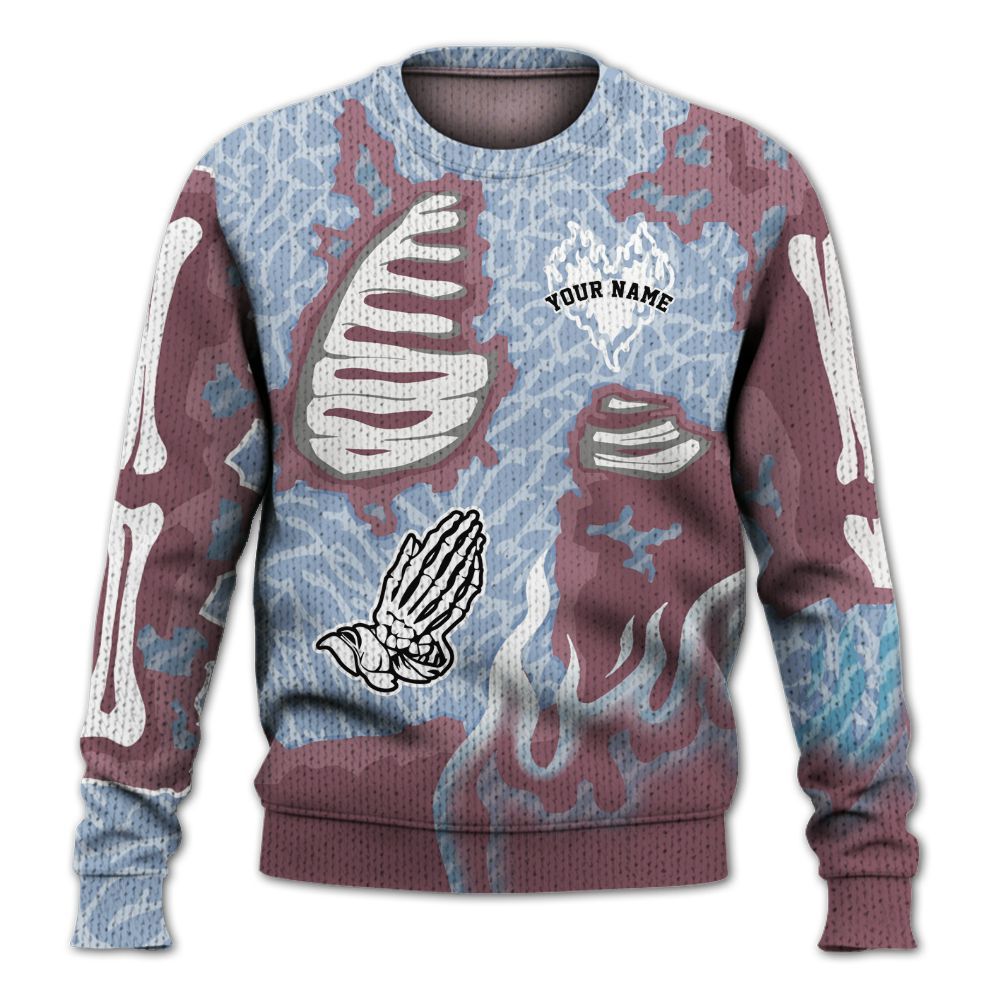 Sweater To Match Denim Pink Glow 3s - Dislike Us Graphic Burning Custom Name Graphic