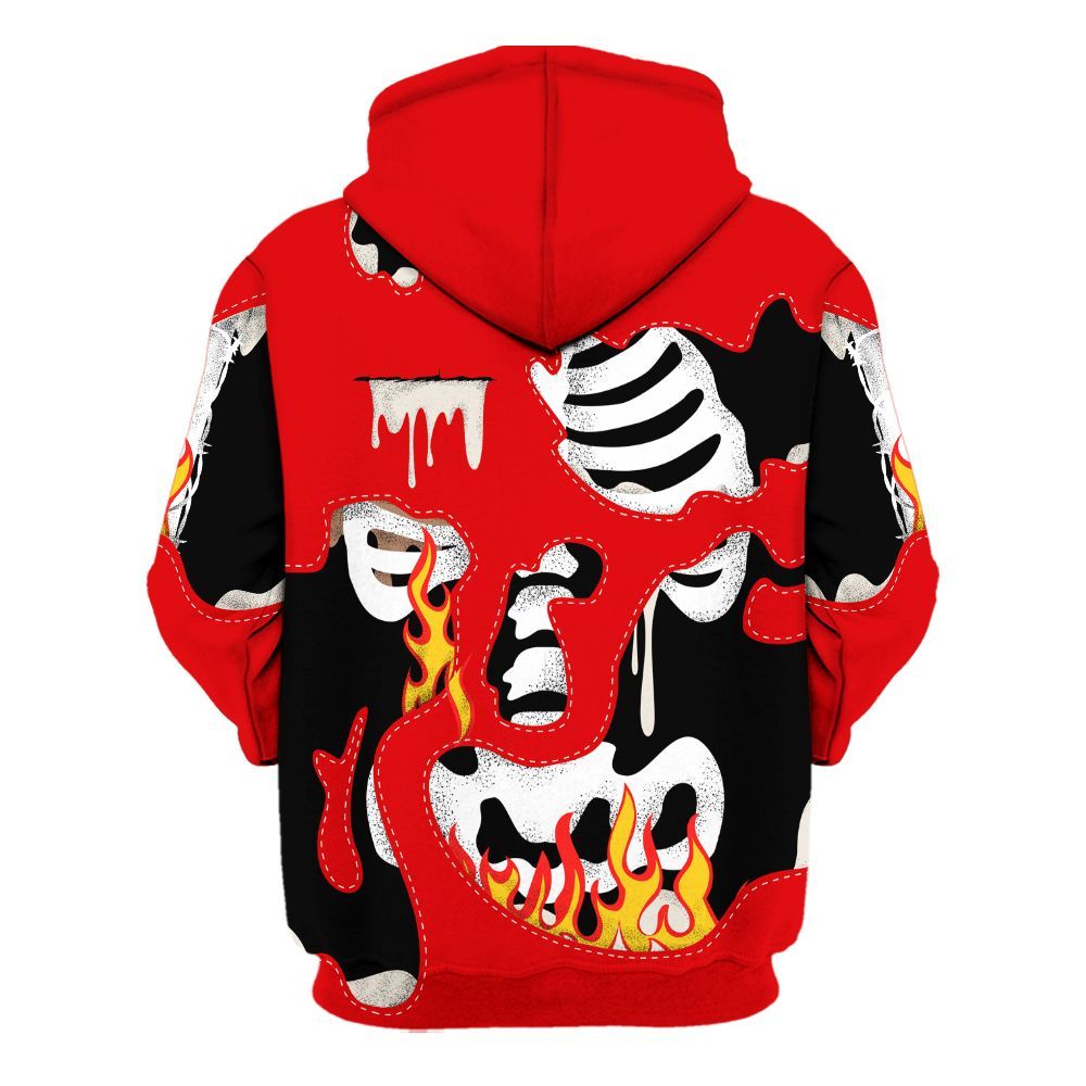 Hoodie To Match Low OG Howard University 1s - Skeleton Smile Flame Drip All Over Print