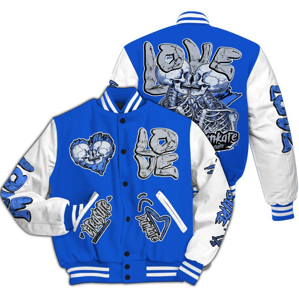 Varsity Jacket To Match Air Foamposite One Royal - Skull Bear All Over Print