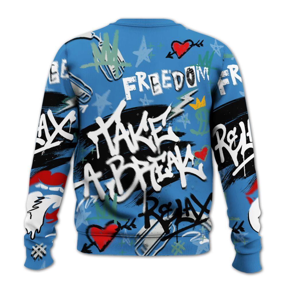 Sweatshirt To Match Low Carolina 17s - Take Break Freedom Graffiti Streetwear All Over Print
