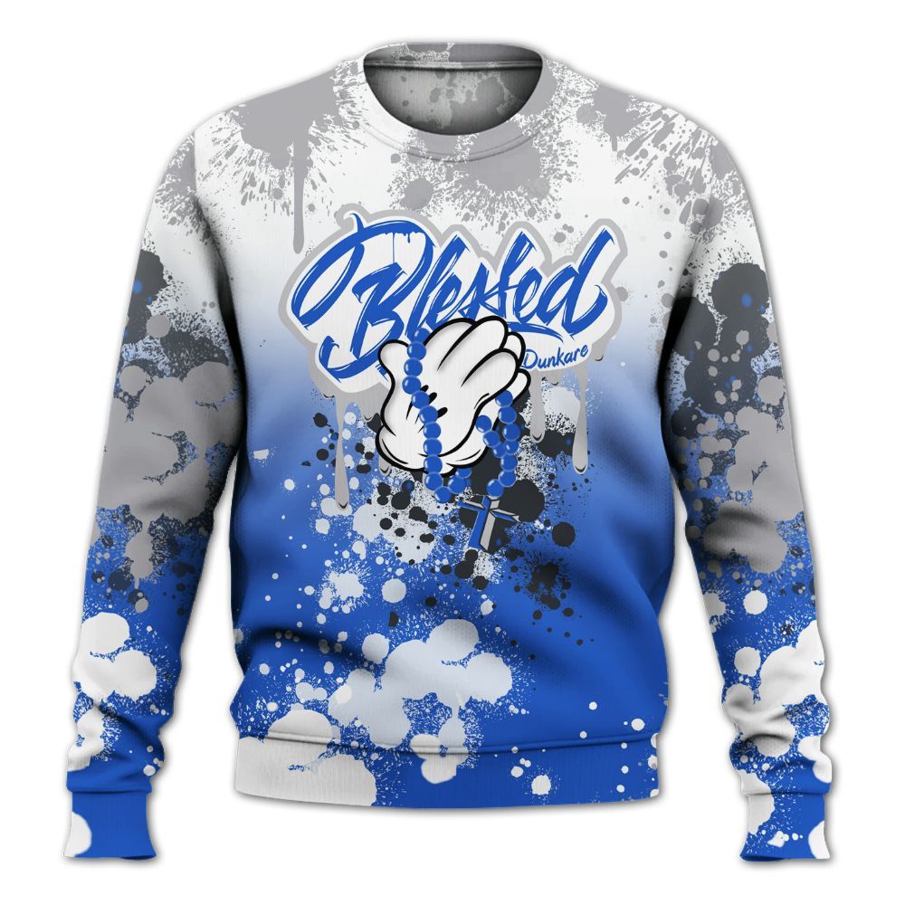 Sweatshirt To Match Retro Stealth 5s - God Blessed Ink Drip All Over Print