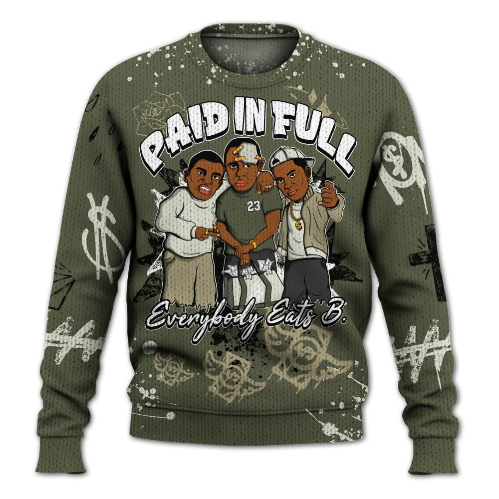 Sweater To Match Low OG Medium Olive 1s - Everybody Paid In Full Crayon Graphic