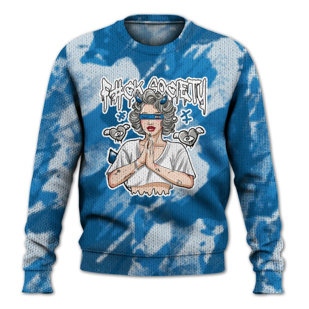 Knitted Sweater To Match Industrial Blue 4s - F#ck Xociety Halftone