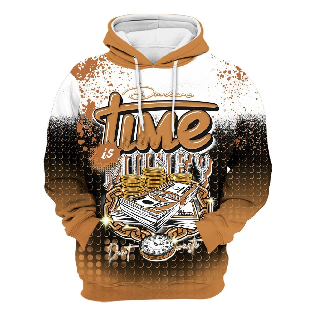 Hoodie To Match Dunk Low Nature Wheat Suede - Halftone Time Is Money All Over Print