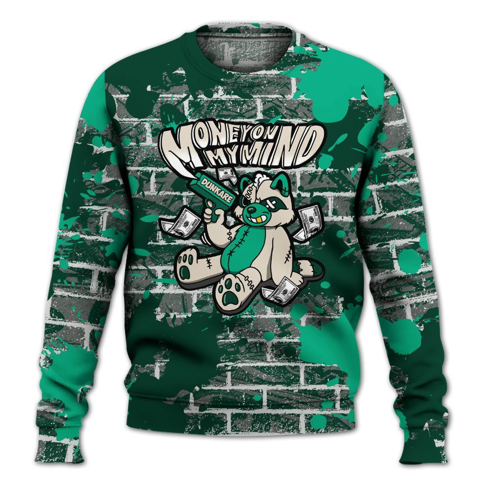 Sweatshirt To Match Oxidized Green 4s - Money On My Mind Raccoon Brick All Over Print