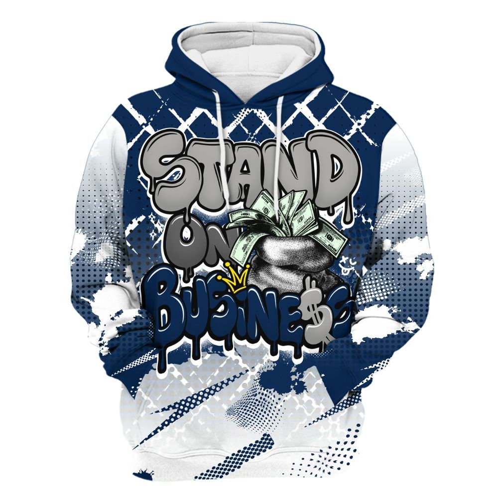 Hoodie To Match SB White Navy 4s - Halftone Stand Business Dripping All Over Print