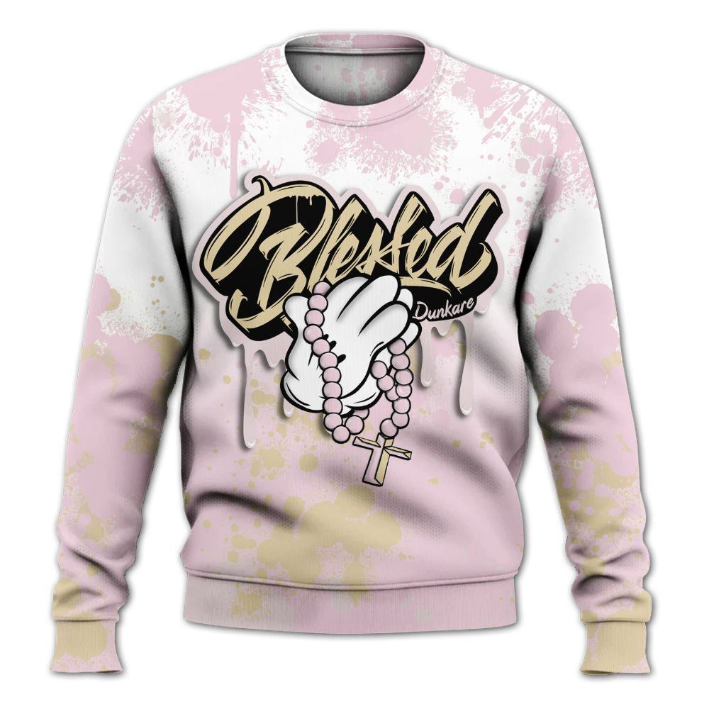 Sweatshirt To Match Denim Iced Carmine 4s - God Blessed Ink Drip All Over Print
