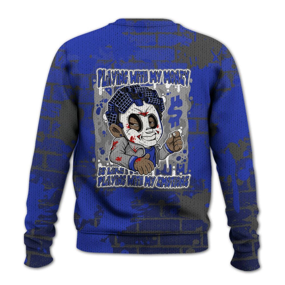Knitted Sweater To Match Air Max Plus Black Racer Blue - Playing With My Money Graphic Halloween