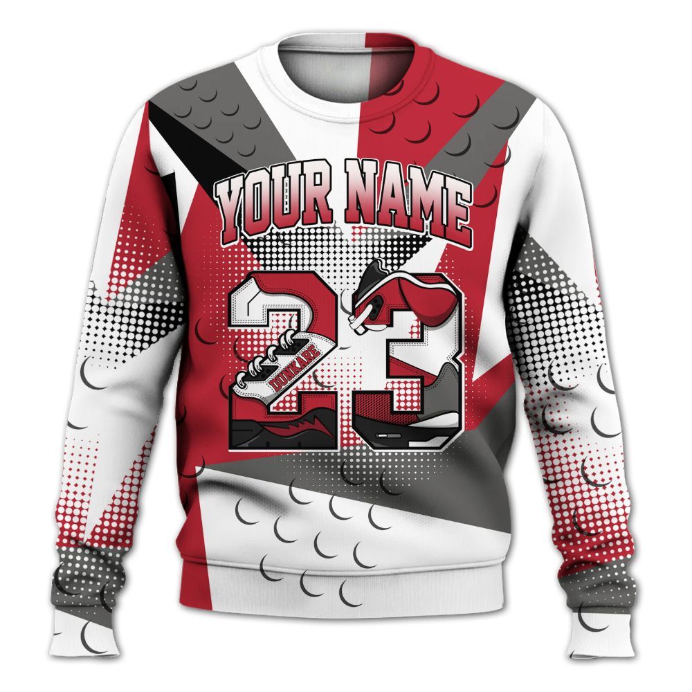 Sweatshirt To Match Red Flint 13s - Poly Custom Name Number 23 5s All Over Print