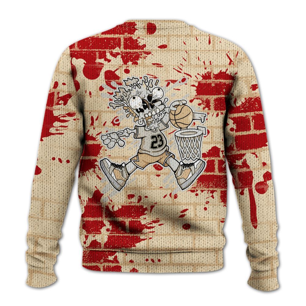 Knitted Sweater To Match Dunk Low Strawberry Waffle - 85's Dunks Graphic Halloween