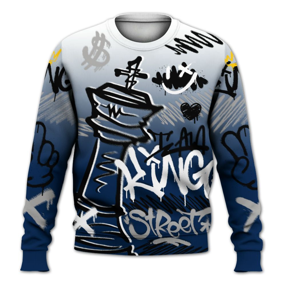 Sweatshirt To Match SB White Navy 4s - Street King Chess Streetwear All Over Print