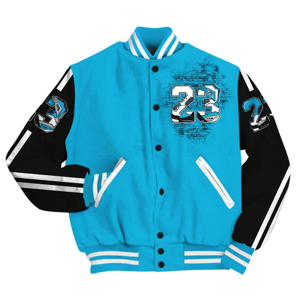 Varsity Jacket To Match Black University Blue 2026 14s - Custom Number 23 Dirty All Over Print
