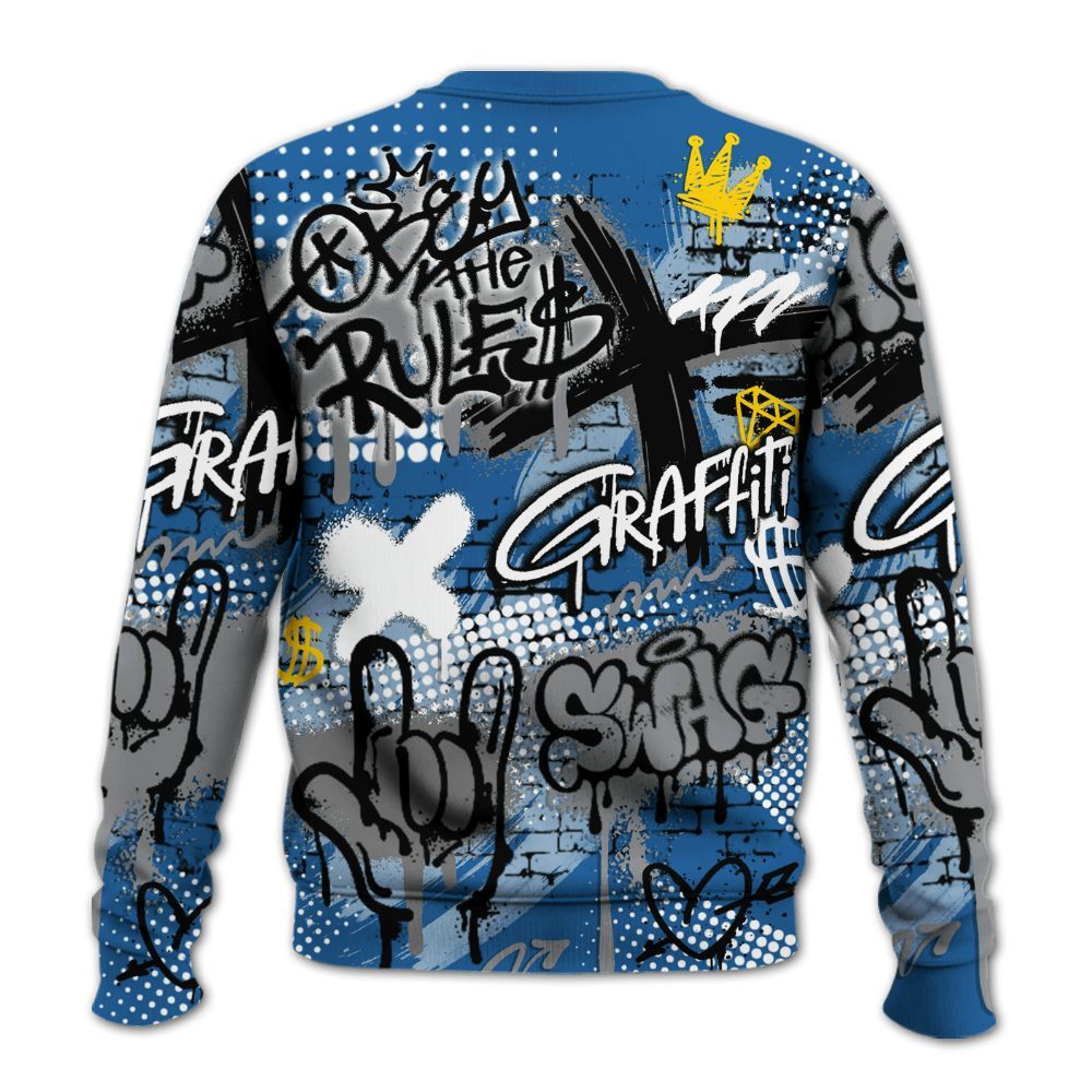Sweatshirt To Match French Blue 13s - True It Real Graffiti Streetwear All Over Print