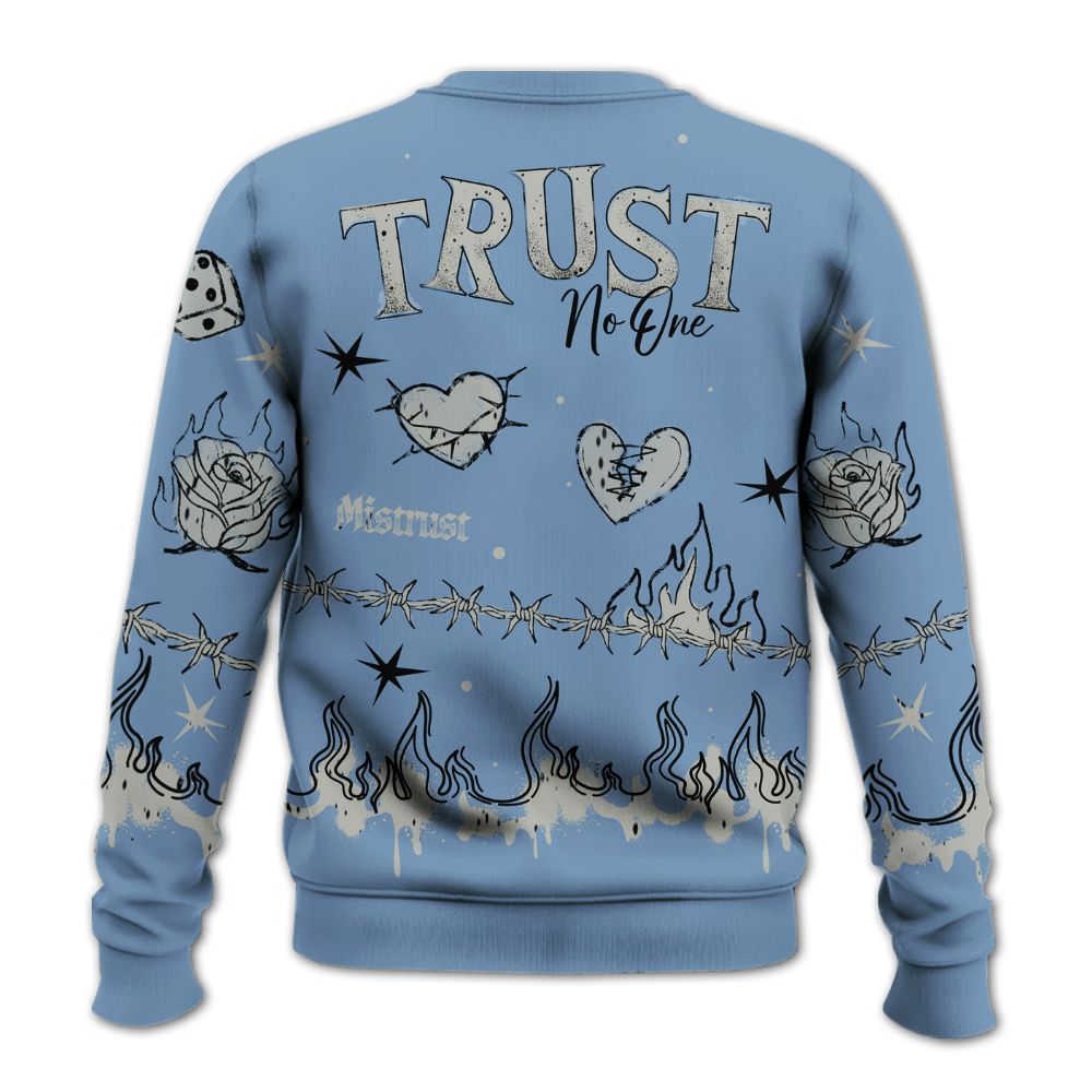 Sweatshirt To Match University Blue 4s - Trust No One Snake-Bite Doodle Crayon All Over Print