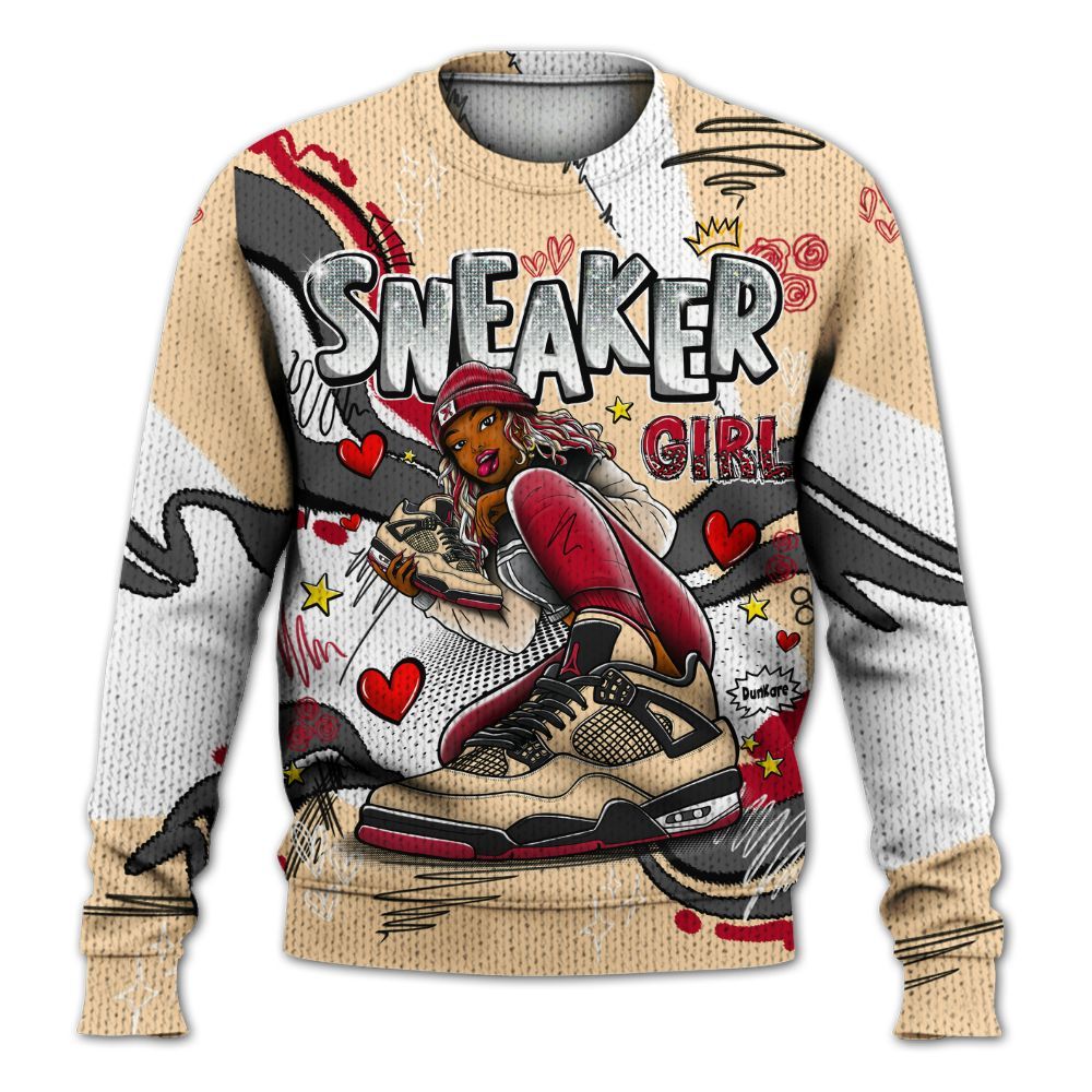 Sweater To Match Retro Pizza GS 4s - Sneaker Girl With Shoes Graphic