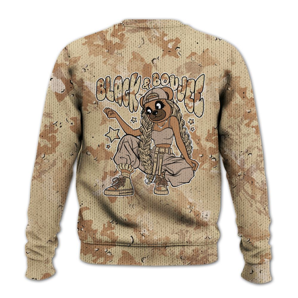 Knitted Sweater To Match Desert Camo 3s - Boujee Girls Bear Heart Grunge