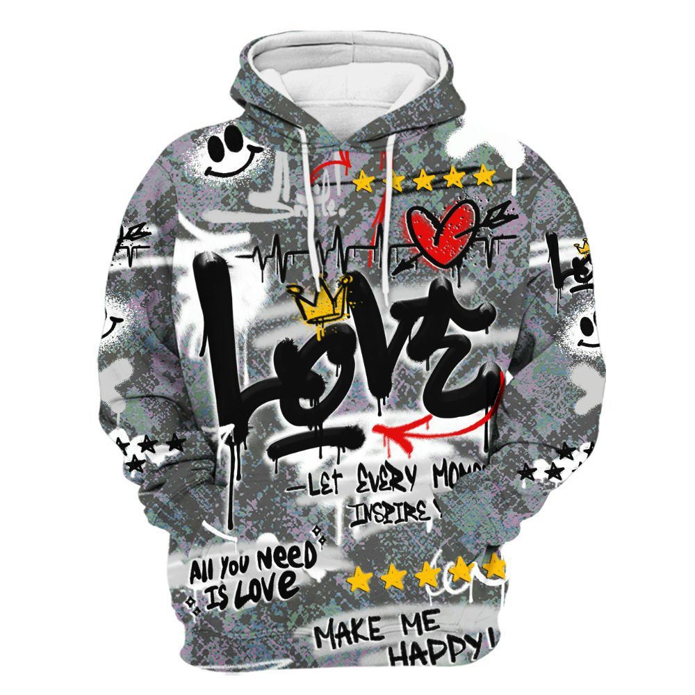Hoodie To Match Low CNY Year Of The Snake 11s - Happy Love Beats Graffiti Streetwear All Over Print