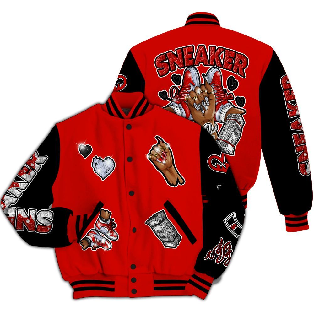 Varsity Jacket To Match Fire Red 6s - Sneakerz Girlz All Over Print