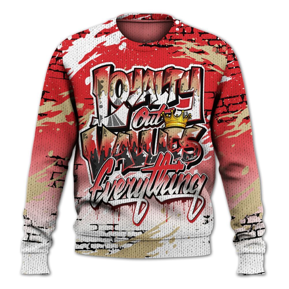 Knitted Sweater To Match Prime 93 Fire Red - Values Of Loyalty Drip