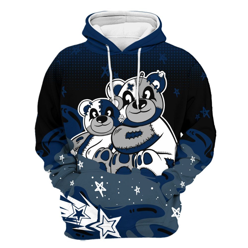 Hoodie To Match SB White Navy 4s - Sincere Fondness Bear Stars All Over Print