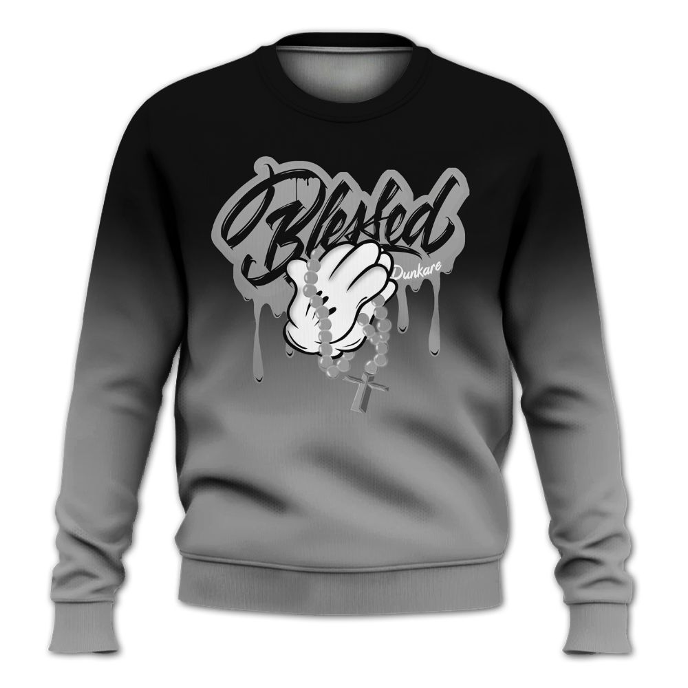 Sweatshirt To Match Black Wolf Grey 12s - God Blessed Drip All Over Print