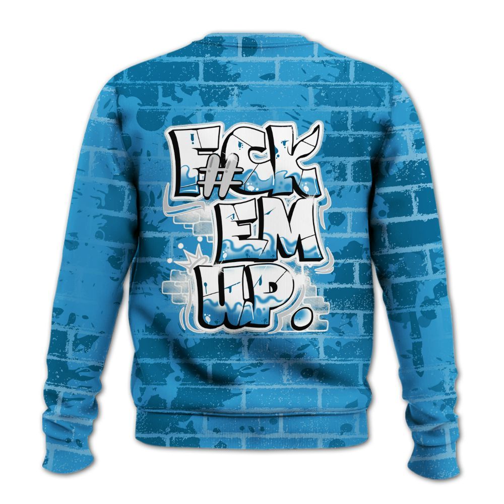 Sweatshirt To Match Powder Blue 9s - F#ck Em Graphic Brick Art All Over Print