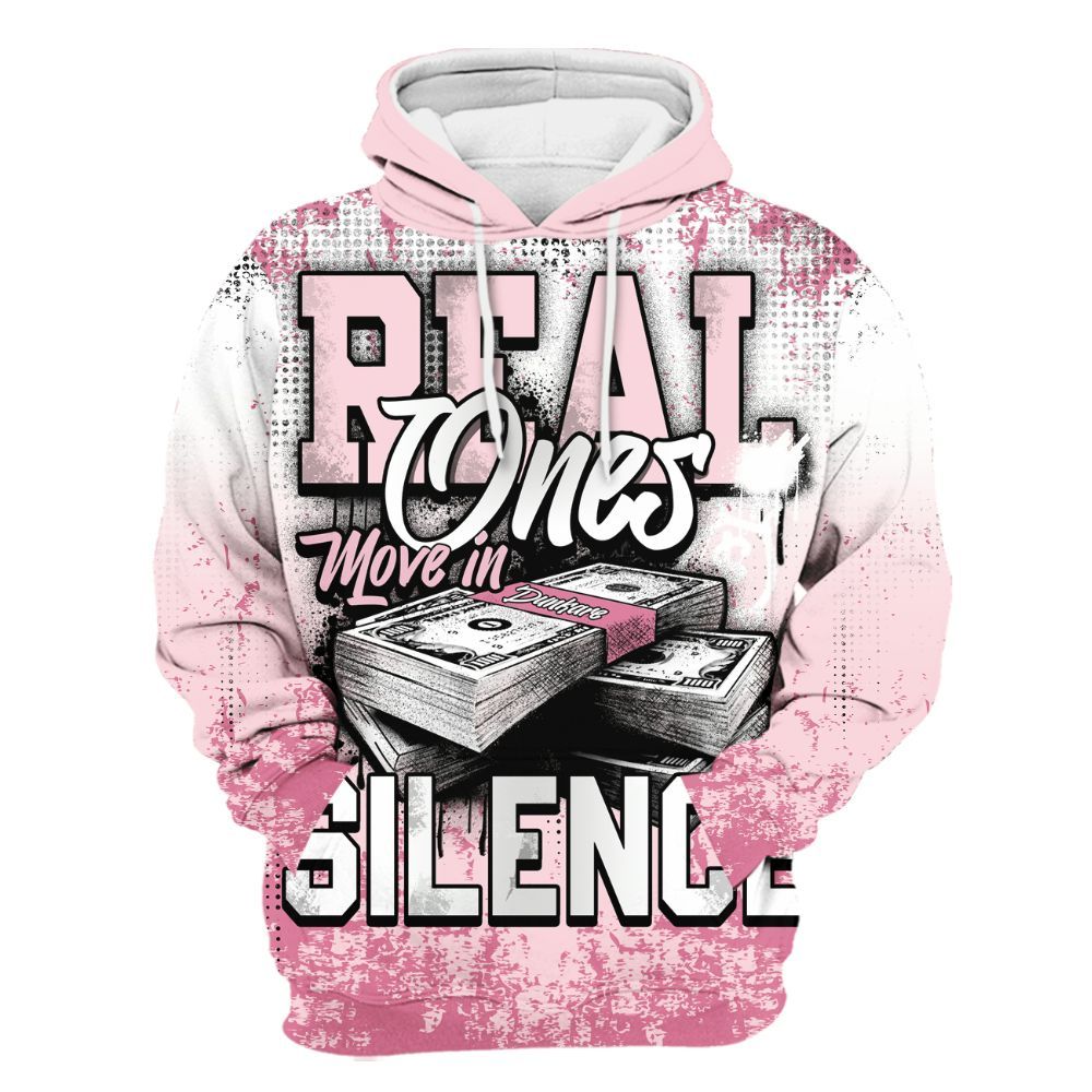 Hoodie To Match GS Pearl Pink 12s Shirt, Move In Silence Money Street Retro All Over Print