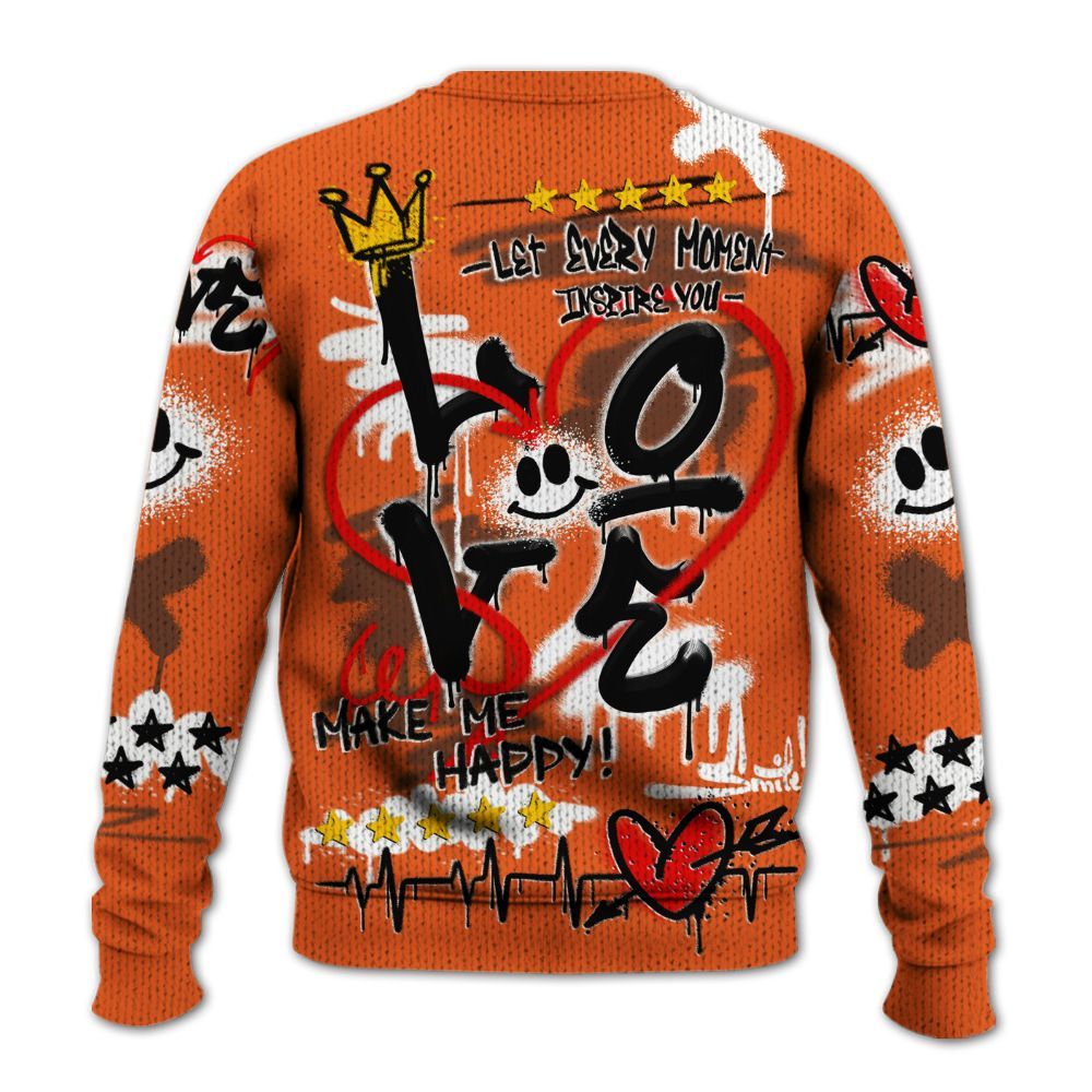 Knitted Sweater To Match High OG Starfish 1s - Happy Love Beats Graffiti Streetwear