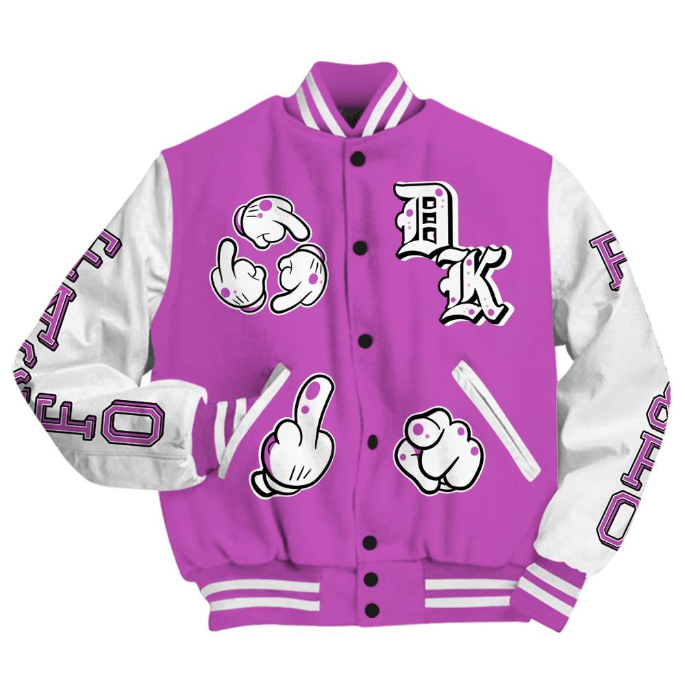 Varsity Jacket To Match Hyper Violet 4s - F Around Find Out Graphic All Over Print