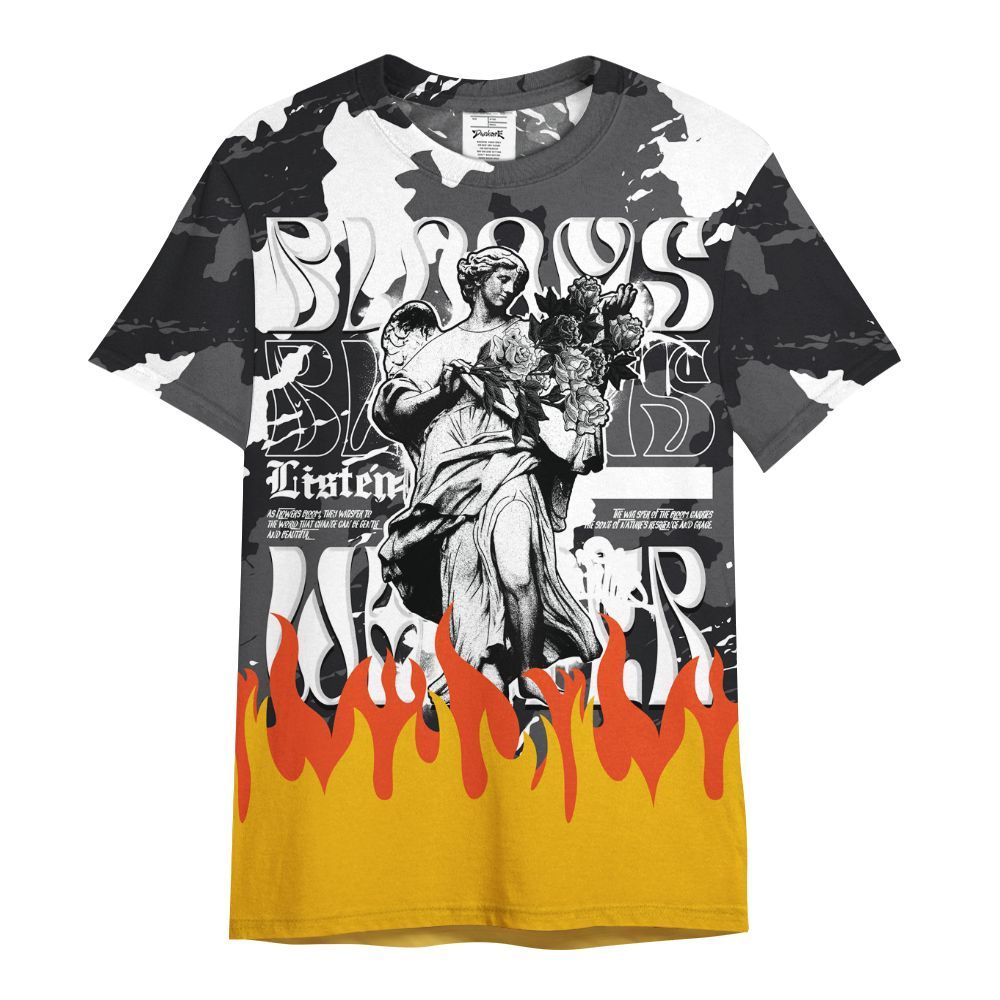 Shirt To Match White Thunder 4s - Blooms Whisper Retro All Over Print