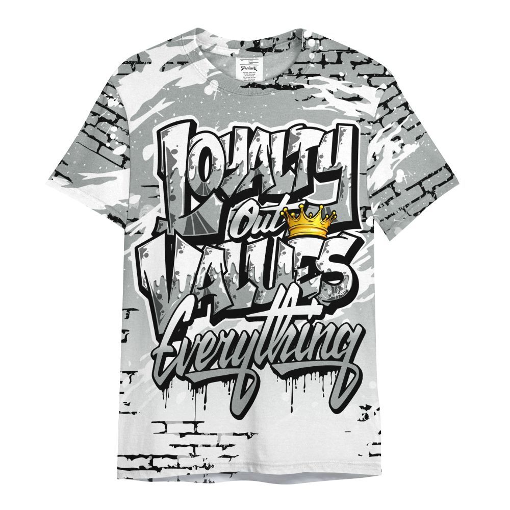 Shirt To Match Dunk Low White Light Smoke Grey - Values Of Loyalty Drip All Over Print