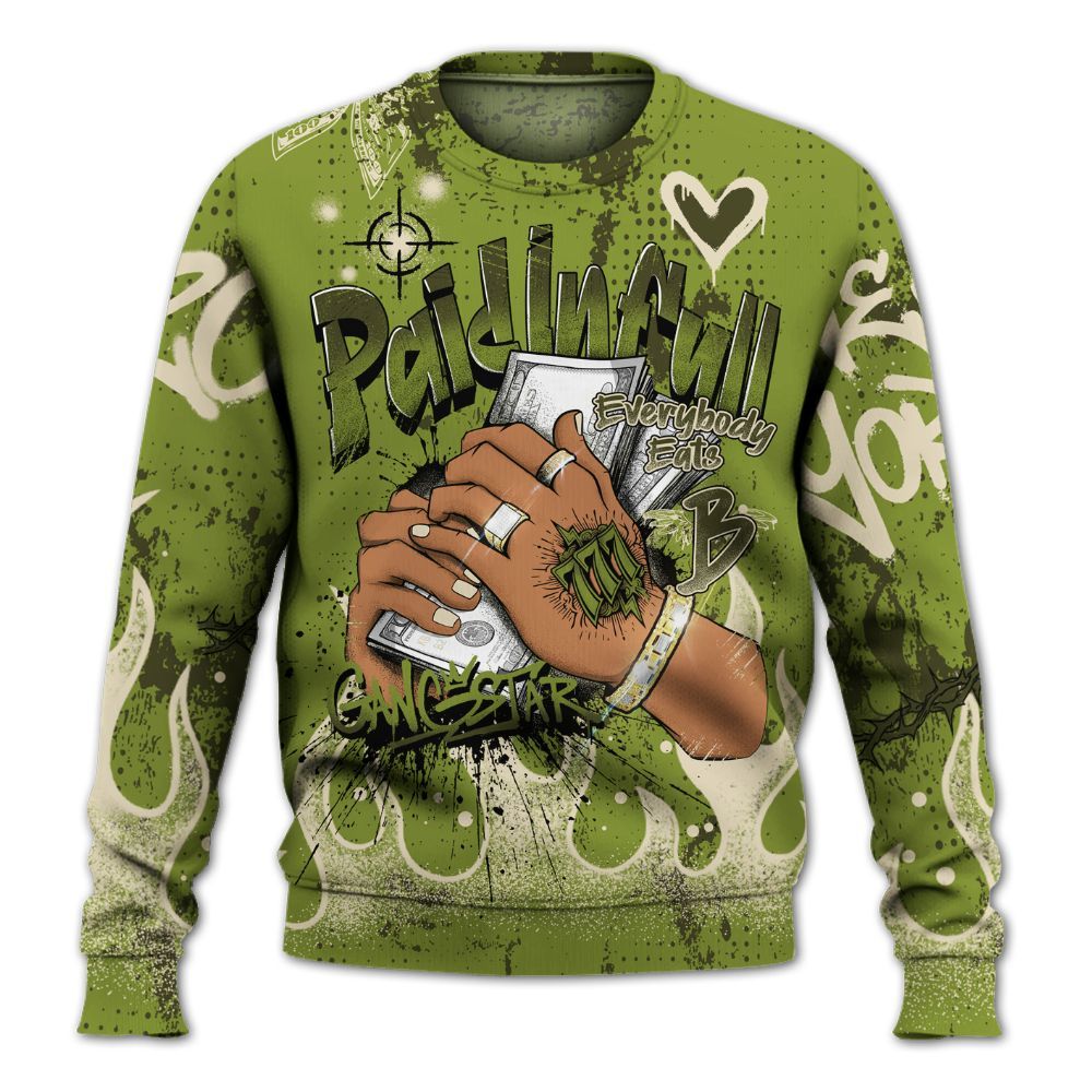 Sweatshirt To Match SB Dunk Low Asparagus - Lucky Money Paid In Full Graffiti All Over Print